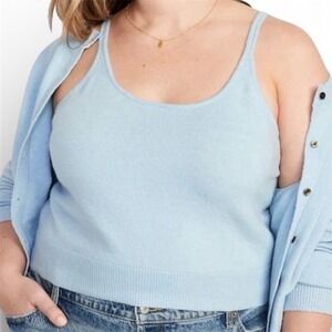 Old Navy Plus Cozy Cropped cotton blend strap Sweater Tank Light Blue Soft 3X